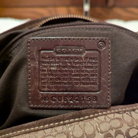 Vintage Coach 2158 Brown Signature Logo Suede Leather Hobo Shoulder - Picture 14 of 16